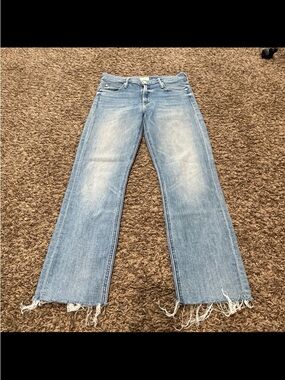 Mother of the mid rise dazzler crop fray blowing kisses jeans, size 27